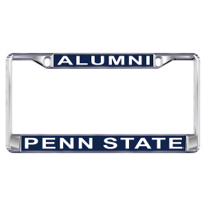 metal license plate frame with Alumni at top, Penn State on bottom